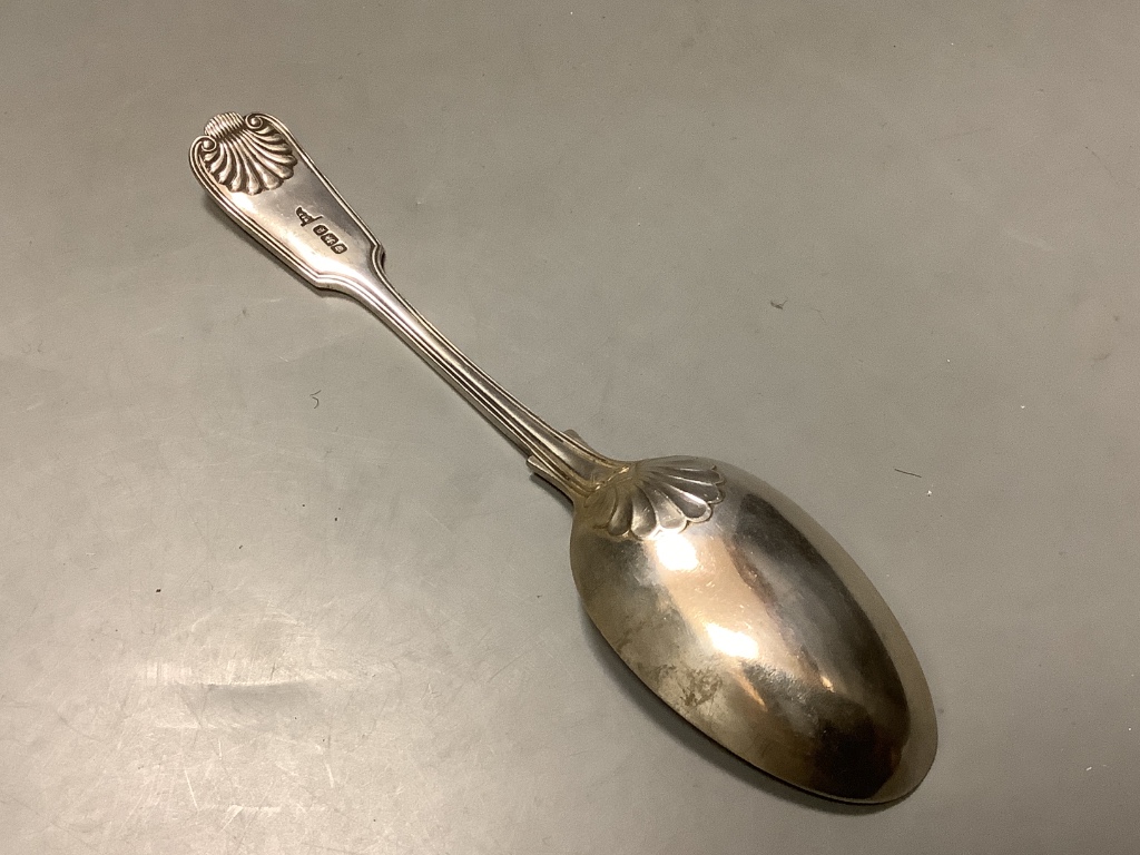 A part service of Georgian and later silver fiddle, thread and shell pattern flatware, approx 41oz